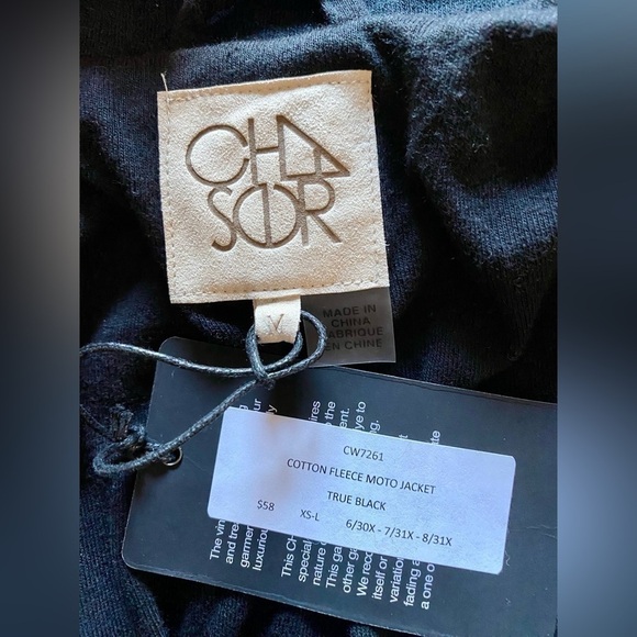 NEW w/TAGS CHASER Women's Asymmetric Zip Jersey Knit Black Moto Jacket Size Med. - Picture 2 of 6